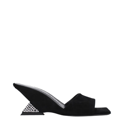 The Attico Black Leather Platform Sandals