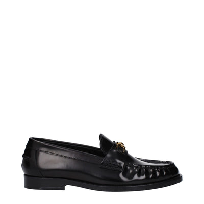 Versace Black Leather Slip-On Loafers