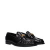 Versace Black Leather Slip-On Loafers