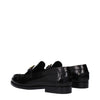 Versace Black Leather Slip-On Loafers