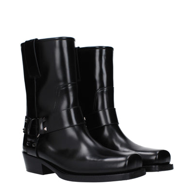 Valentino Garavani Black Leather Ankle Boots
