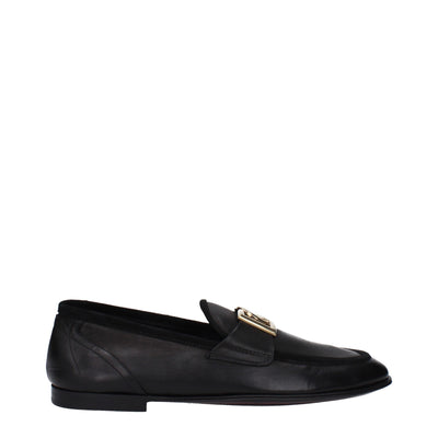 Dolce & Gabbana Black Leather Slip-On Loafers