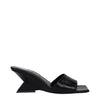 The Attico Black Leather Flat Sandals