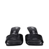 The Attico Black Leather Flat Sandals