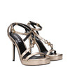 Versace Gold Leather Stiletto Heel Sandals