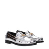 Versace Gray Leather Slip-On Loafers