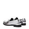 Versace Gray Leather Slip-On Loafers