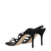 Manolo Blahnik Black Satin Stiletto Heel Sandals