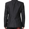 Dolce & Gabbana Dark Gray Bee Embroidery SICILIA Coat Blazer