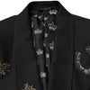 Dolce & Gabbana Black Bee Crown Embellished Suit Coat Blazer