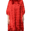 Dolce & Gabbana Red Silk Tiers Fringe Shift Knee Length Dress