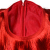 Dolce & Gabbana Red Silk Tiers Fringe Shift Knee Length Dress
