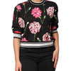 Dolce & Gabbana Black Floral Print Cotton Short Sleeves Top