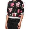 Dolce & Gabbana Black Floral Print Cotton Short Sleeves Top
