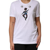 Dolce & Gabbana White Cotton Sequin Embellished Top T-shirt
