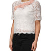 Dolce & Gabbana White Floral Lace Short Sleeves Blouse Top
