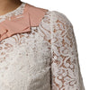 Dolce & Gabbana White Floral Lace Short Sleeves Blouse Top
