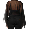 Dolce & Gabbana Black See Through Silk Chiffon Lace Blouse Top