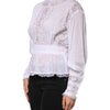 Dolce & Gabbana White Cotton Floral Lace Long Sleeves Top