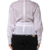 Dolce & Gabbana White Cotton Floral Lace Long Sleeves Top