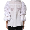 Dolce & Gabbana White Ruffled Lace Embellished Blouse Top