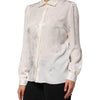 Dolce & Gabbana White Silk Long Sleeves Collared Shirt Top