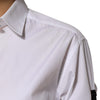 Dolce & Gabbana White Crystal Embellished Collared Shirt Top