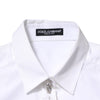 Dolce & Gabbana White Crystal Embellished Collared Shirt Top
