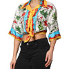 Dolce & Gabbana Multicolor Chili Silk Cropped Blouse Top