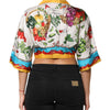 Dolce & Gabbana Multicolor Chili Silk Cropped Blouse Top
