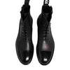 Dolce & Gabbana Brown Black Lace Up Mid Calf Men Boots Shoes