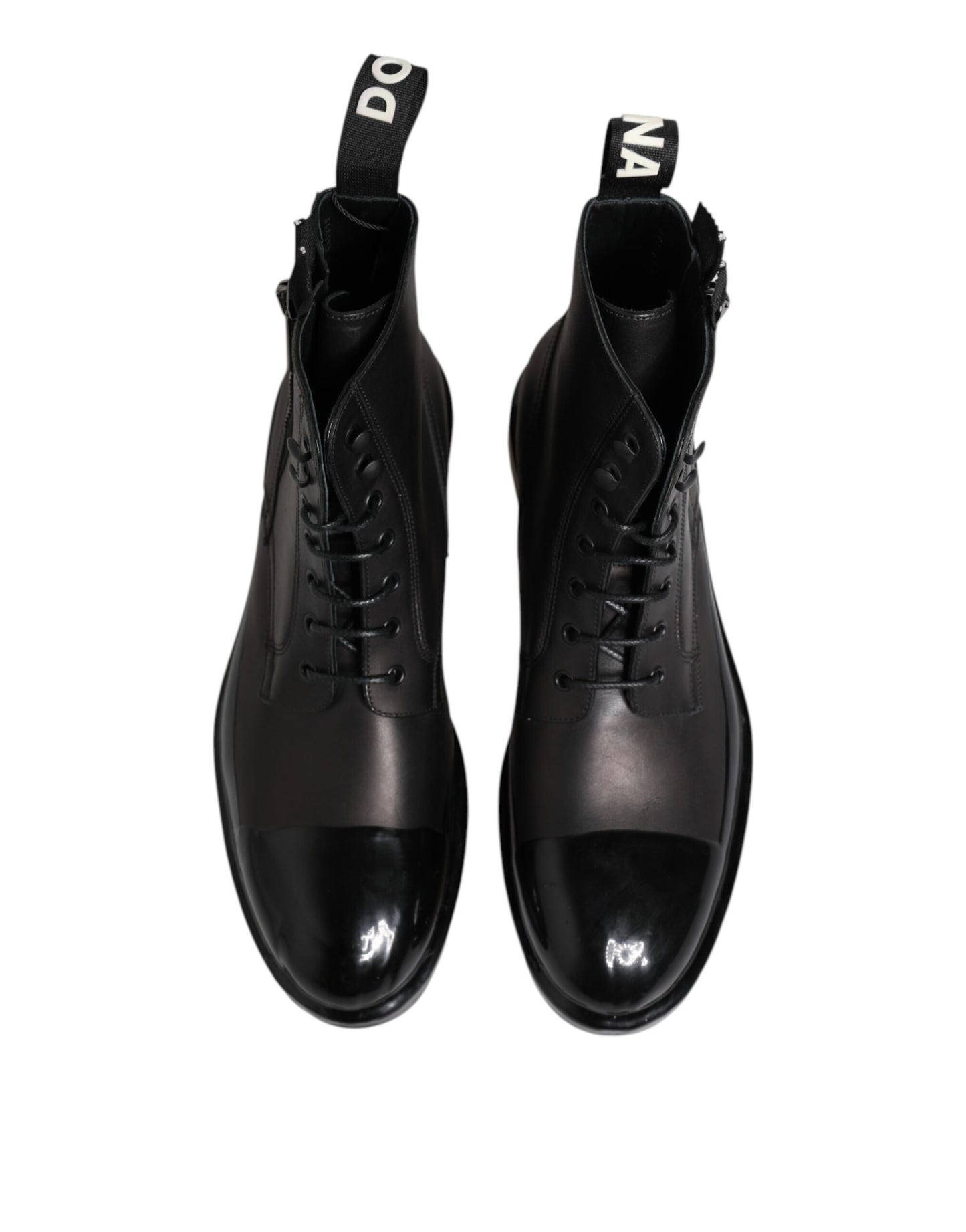 Dolce & Gabbana Brown Black Lace Up Mid Calf Men Boots Shoes