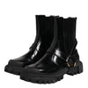Dolce & Gabbana Black Leather Chelsea Men Short Boots Shoes