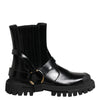 Dolce & Gabbana Black Leather Chelsea Men Short Boots Shoes