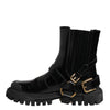 Dolce & Gabbana Black Leather Chelsea Men Short Boots Shoes