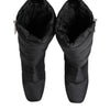 Dolce & Gabbana Black Padded Mid Calf Logo Heel Boots Shoes