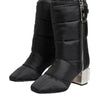 Dolce & Gabbana Black Padded Mid Calf Logo Heel Boots Shoes