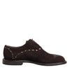 Dolce & Gabbana Brown Velvet Lace Up Oxford Dress Shoes