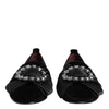 Dolce & Gabbana Black VATICANO Crystal Ribbon Slip On Shoes