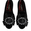 Dolce & Gabbana Black VATICANO Crystal Ribbon Slip On Shoes