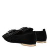 Dolce & Gabbana Black VATICANO Crystal Ribbon Slip On Shoes