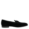 Dolce &amp; Gabbana – Schwarze Loafer aus Samt für formelle Herren