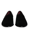 Dolce & Gabbana Black Velvet Slip On Loafers Men Formal Shoes