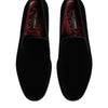 Dolce & Gabbana Black Velvet Slip On Loafers Men Formal Shoes