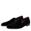 Dolce & Gabbana Black Velvet Slip On Loafers Men Formal Shoes