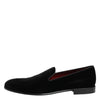 Dolce & Gabbana Black Velvet Slip On Loafers Men Formal Shoes