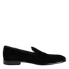 Dolce & Gabbana Black Velvet Slip On Loafers Men Formal Shoes