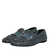Dolce & Gabbana Blue Woven Raffia Slip On Loafers Shoes