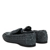 Dolce & Gabbana Blue Woven Raffia Slip On Loafers Shoes