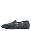 Dolce & Gabbana Blue Woven Raffia Slip On Loafers Shoes